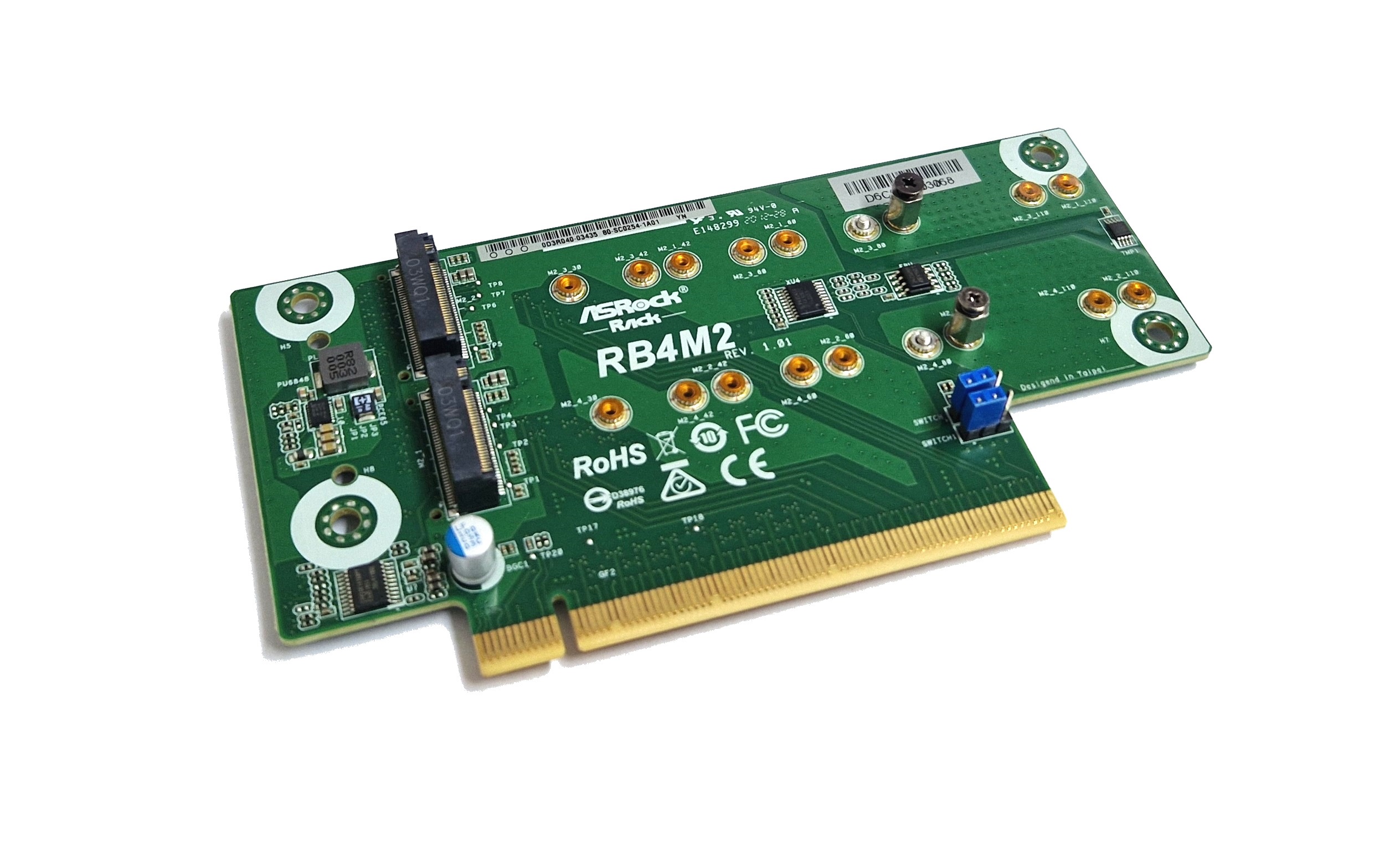 Asrock Rack RB4M2 PCIe Adapter PCIe x16 3.0 m.2 SSD NVME 