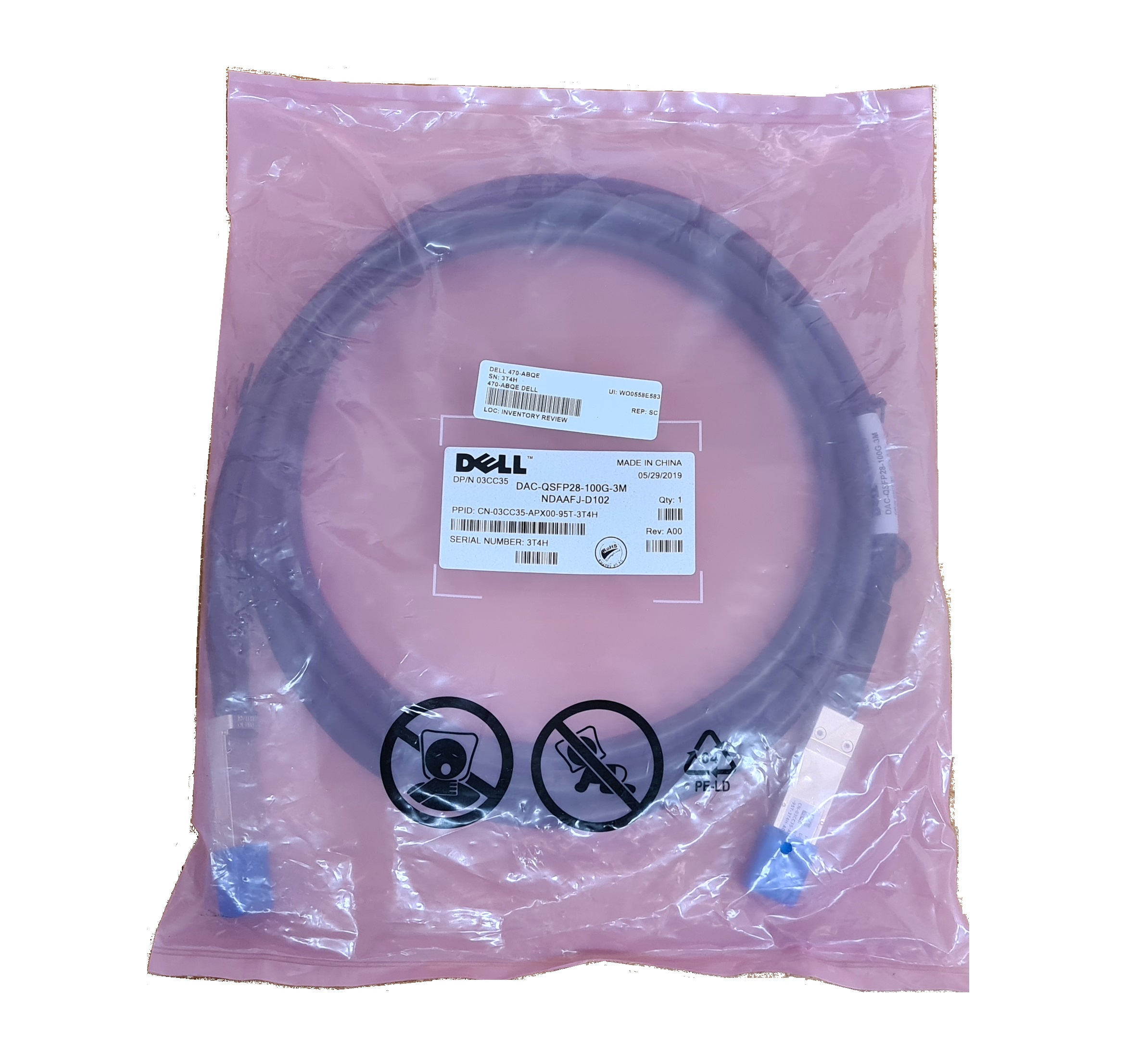 Dell 3m 100Gbe Gbit QSFP28 Kabel DAC DAC-QSFP28-100G-3M 03CC35